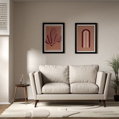 Frida Contemporary Soft Brushed 2 Seater Feather Sofa with Dark Wood Legs SO'HOME