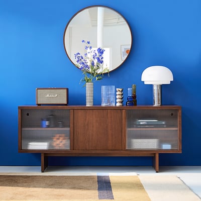 Dello 3-Door Sideboard in Walnut Veneer and Ribbed Glass LA REDOUTE INTERIEURS