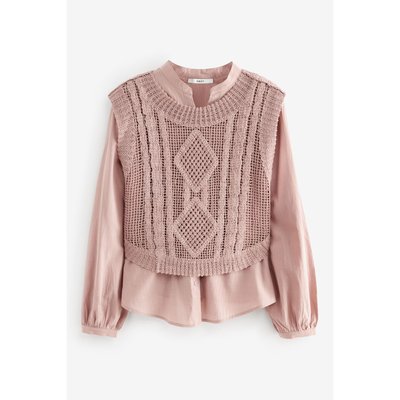 Pull à chemise superposée et débardeur ajouré NEXT