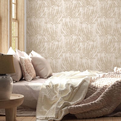 Papier peint avec feuillage de fougères beiges - 425x260 cm (l x h) LA TOUCHE ORIGINALE
