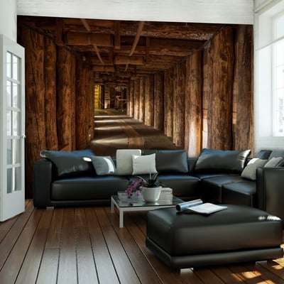 Papier peint intissé panoramique 3D et Perspective Wooden passage EDEN