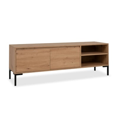 Meuble TV décor bois 2 portes 2 niches KARVI PIER IMPORT