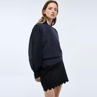 Pull col rond sans manches, contient de l'alpaga MONOPRIX