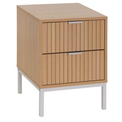 Table de chevet en bois et métal blanc 2 tiroirs 40x40x52cm WADIGA