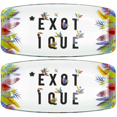 Plat en verre déco Exotique 19 cm (Lot de 2) CMP