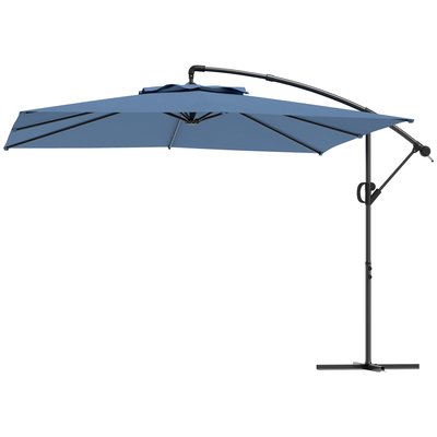 Parasol déporté 3 x 3 m réglable pied haute densité 180g/m² UPF50+ bleu OUTSUNNY