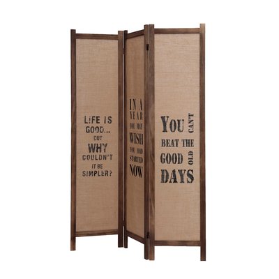 Paravent en bois de pin et en toile de jute, Organics HISPANOHOGAR