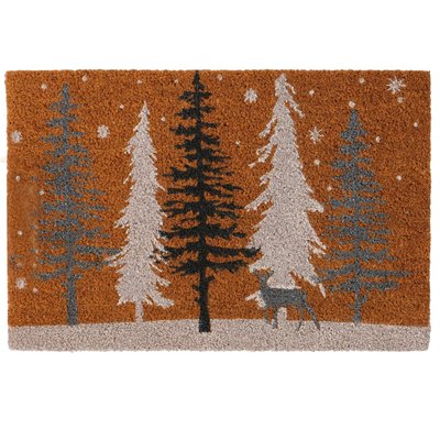 Paillasson coco fleuri sapins enneigés 60x40x1.5cm WADIGA