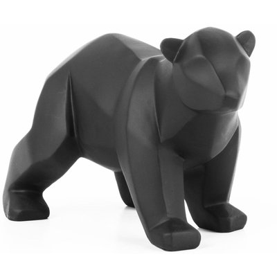 Petit ours en résine mat Origami Noir PRESENT TIME