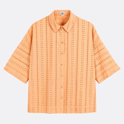 Broderie anglaise oversize shirt with elbow-length sleeves LA REDOUTE COLLECTIONS