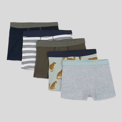 Lot de 5 boxers imprimés, contenant du coton BIO, certifié OEKO-TEX MONOPRIX