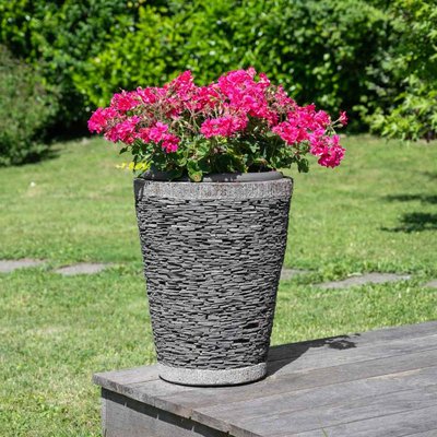 Pot bac jardinière ardoise conique rond jardin terrasse 50cm ZEN WANDA COLLECTION
