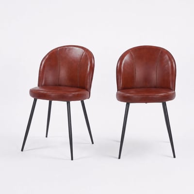 Lot de 2 chaises en cuir de buffle - CÉLESTIN MAISON PAVANE