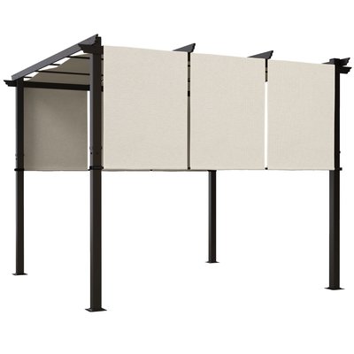 Pergola 3 toiles coulissantes - dim. 2,97L x 2,97l x 2,38H m OUTSUNNY
