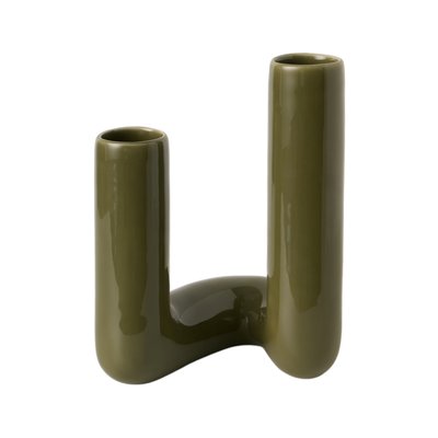 Double soliflore céramique kaki 27 cm - SHILO CAMIF
