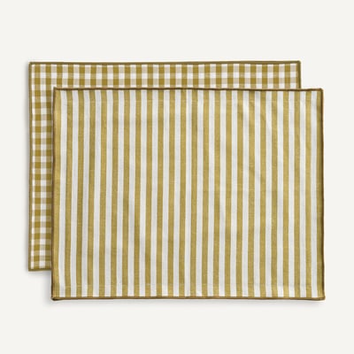 Lot de 2 sets de table, 30% coton recyclé, tissé-teint, SOIZIC LA REDOUTE INTERIEURS