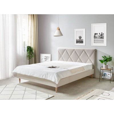 Lit en MDF Tissu avec pieds en bois, PANTHEON BOBOCHIC