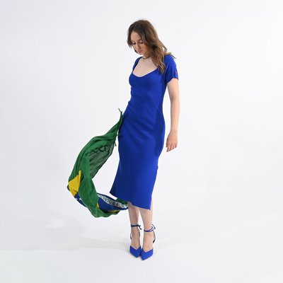 Vestido comprido, decote quadrado LILI SIDONIO
