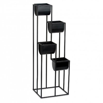 Support pots plantes étagé en métal noir - 33,5x29x100cm WADIGA