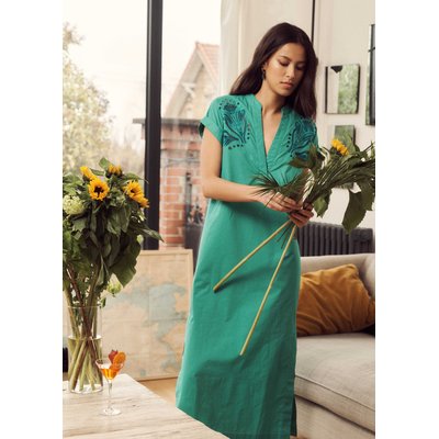 Robe longue à manches courtes en coton biologique LA FEE MARABOUTEE