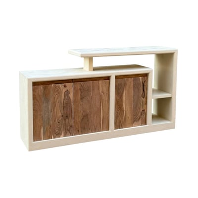 Buffet 3 portes en bois effet béton et acacia DALVA MADE IN MEUBLES 