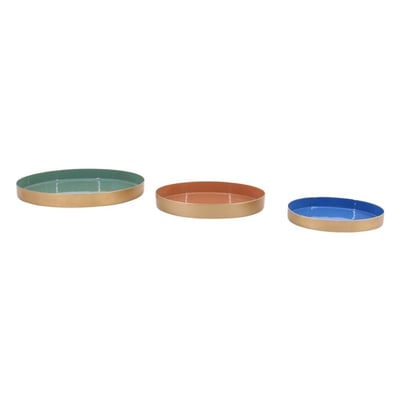 Set de 3 plateaux ronds colorés ORNAMI
