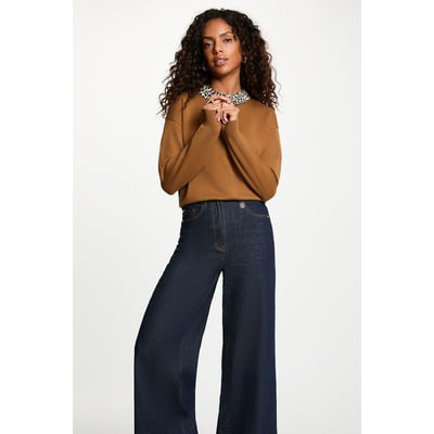 Pull avec col chemise imprimé léopard MORGAN