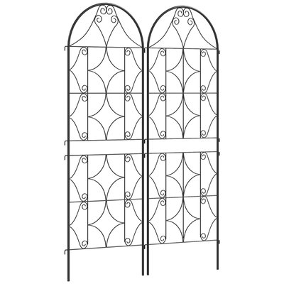 Treillis de jardin effet fer forgé - lot de 2 - 50 x 150 cm - métal époxy noir OUTSUNNY