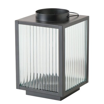 Lanterne en métal noir et verre strié 16x16x25cm WADIGA
