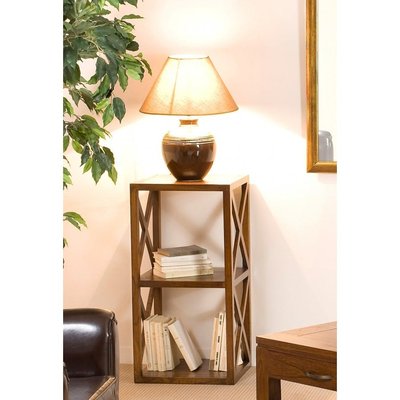 Étagère - meuble d'appoint 2 niveaux 80cm bois verni style exotique LOLA PIER IMPORT