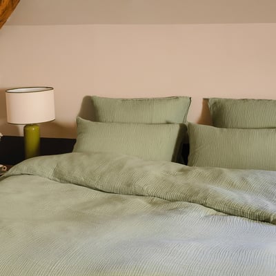 Housse de couette en gaze de coton, SIMPLEMENT GAUFRÉ BLANC CERISE