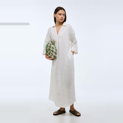 Robe midi unie en lin MONOPRIX