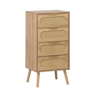 Commode chiffonnier décor bois et cannage 4 tiroirs EVA SWEEEK