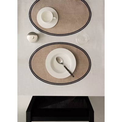 Sets de table 100 % lin overlock contrasté MANGO HOME