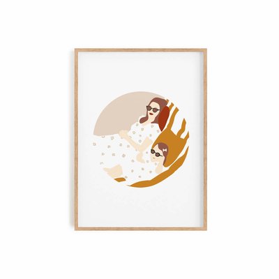 Farniente, affiche +  cadre chêne. 50cm x 70cm COTTON BIRD