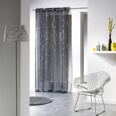 Un panneau voilage à oeillet 140 x 240 cm imprime argent bully anthracite DOUCEUR D'INTÉRIEUR
