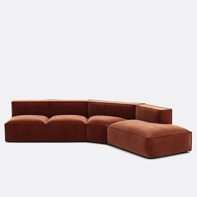 Canapé d'angle ouvert droit, 4 éléments, en velours côtelé vintage, SEVEN LA REDOUTE INTERIEURS