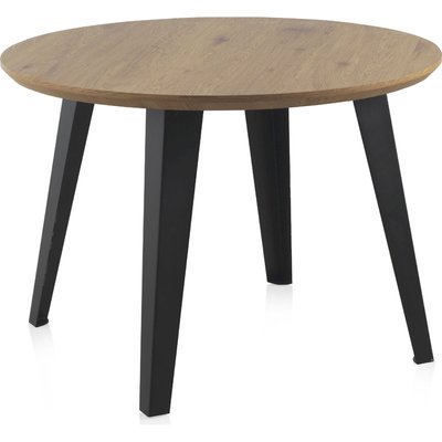 Table ronde effet bois naturel pieds métal style moderne RECOLLECTION