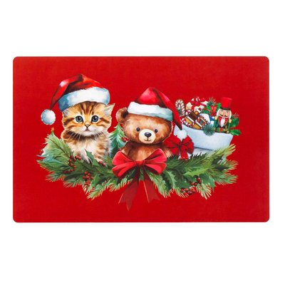 Set de table opaque Chat et ourson de Noel DOUCEUR D'INTÉRIEUR