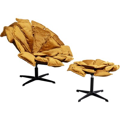 Fauteuil pivotant et repose-pieds Blossom ocre KARE DESIGN