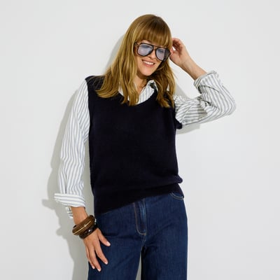 Pull-chemise bi-matière pour GRAIN DE MALICE