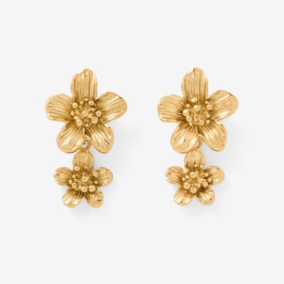 Boucles d'oreilles double fleur en acier inoxydable BALABOOSTE