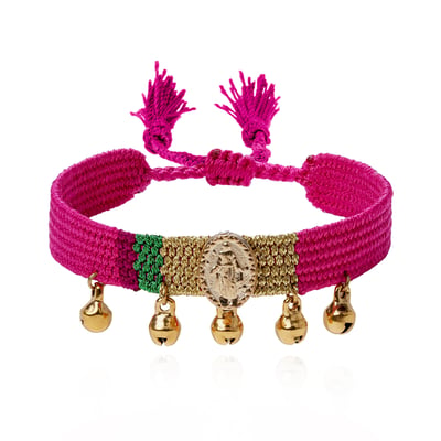 Bracelet en tissu réglable avec cabochon central et pampilles CIPRA HIPANEMA