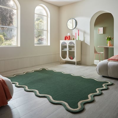 Tapis en mélange de laine à bordure festonnée RIVO FLAIR RUGS