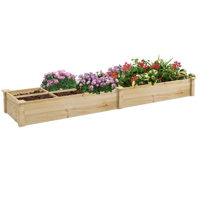 Carré potager de jardin grande taille avec séparations bois sapin OUTSUNNY