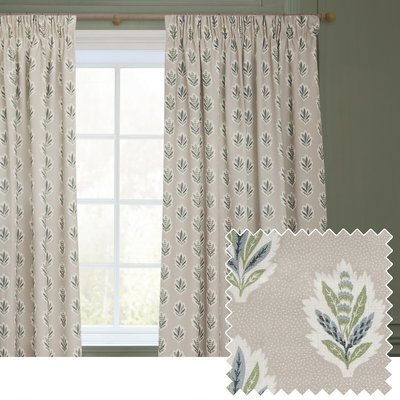 Sessile Leaf Printed Pencil Pleat Curtains SANDERSON