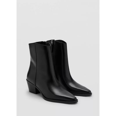 Bottines cuir talon bloc MANGO