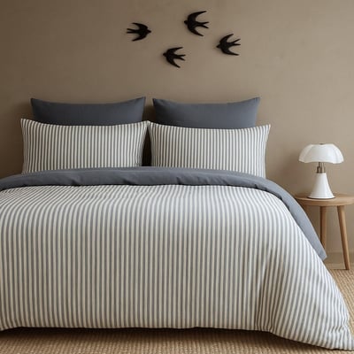 Parure + taies 65x65 coton lavé LUNAR FEBRONIE