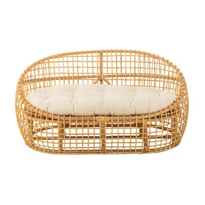 Canapé 2 places en rotin naturel avec coussin écru - CARNAC HELLIN, DEPUIS 1862