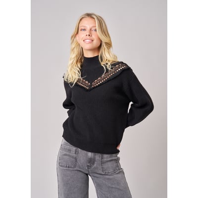 Pull femme en maille côtelée détail ajouré DORINA DEELUXE